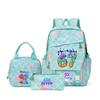 Kids Cartoon Print School Backpack Set Grades 3-4 Waterproof Oxford Fabric Ergonomic Shoulder Straps 3-Piece Travel Lunch