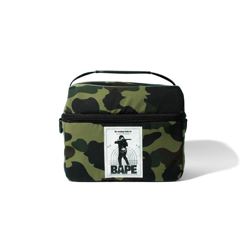 A Bathing Ape Ape Head Logo Camouflage Pattern Nylon Small Square Crossbody Shoulder Bag Unisex Bags Green Yellow 0ZXBGM182008H