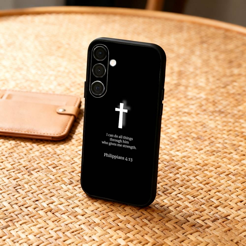 Jesus Bible Verse Phone Case For Samsung  A73,72,71,A52,51,40,41,A22,A32,31,A13, Soft Black Shell