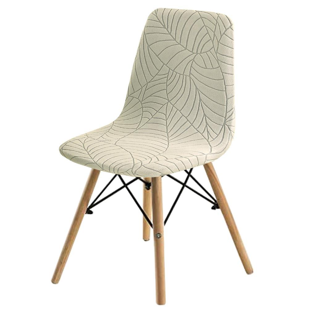 Elastic Chair Covers with Leaf Jacquard Modern Nordic Stretchable Seat Covers for Dining Chairs