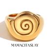MamacitaSlay 2026 New Design Spool Spiral Texture Rings 18K Gold Plated Stainless Steel Waterproof Jewelry Women's Simple Gift