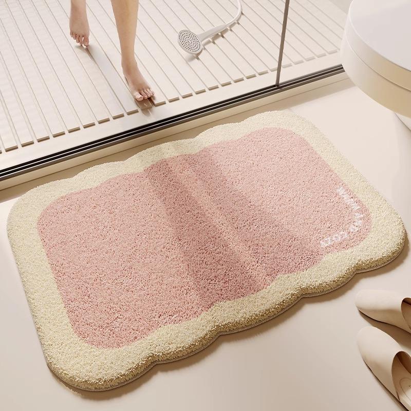 Cream wind imitation cashmere toilet floor mat bathroom absorbent mat toilet toilet quick drying door non-slip foot pad