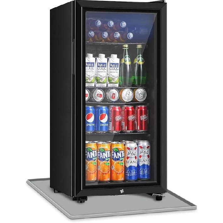 Mini Fridge Silicone Mat with Raised Edge, 23.6''x19.7'' Heavy Duty Under Refrigerator Mat, Mini Fridge Drip Pan Protect From Appliance Leaks Water