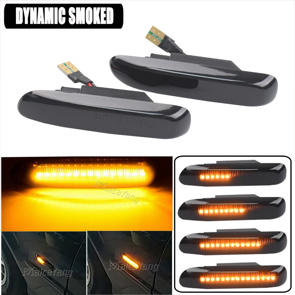 2pcs Smoked Black Led Dynamic Turn Signal Light Side Fender Marker Sequential Indicator Lamp Trim For BMW 3 Series E46 1997-2001Turn Signal 2