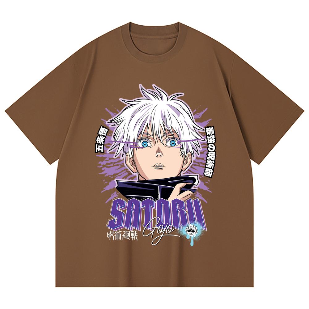 230 Gsm 100% Cotton Jujutsu Kaisen V27 Gojo Print Unisex Heavy Cotton T Shirt