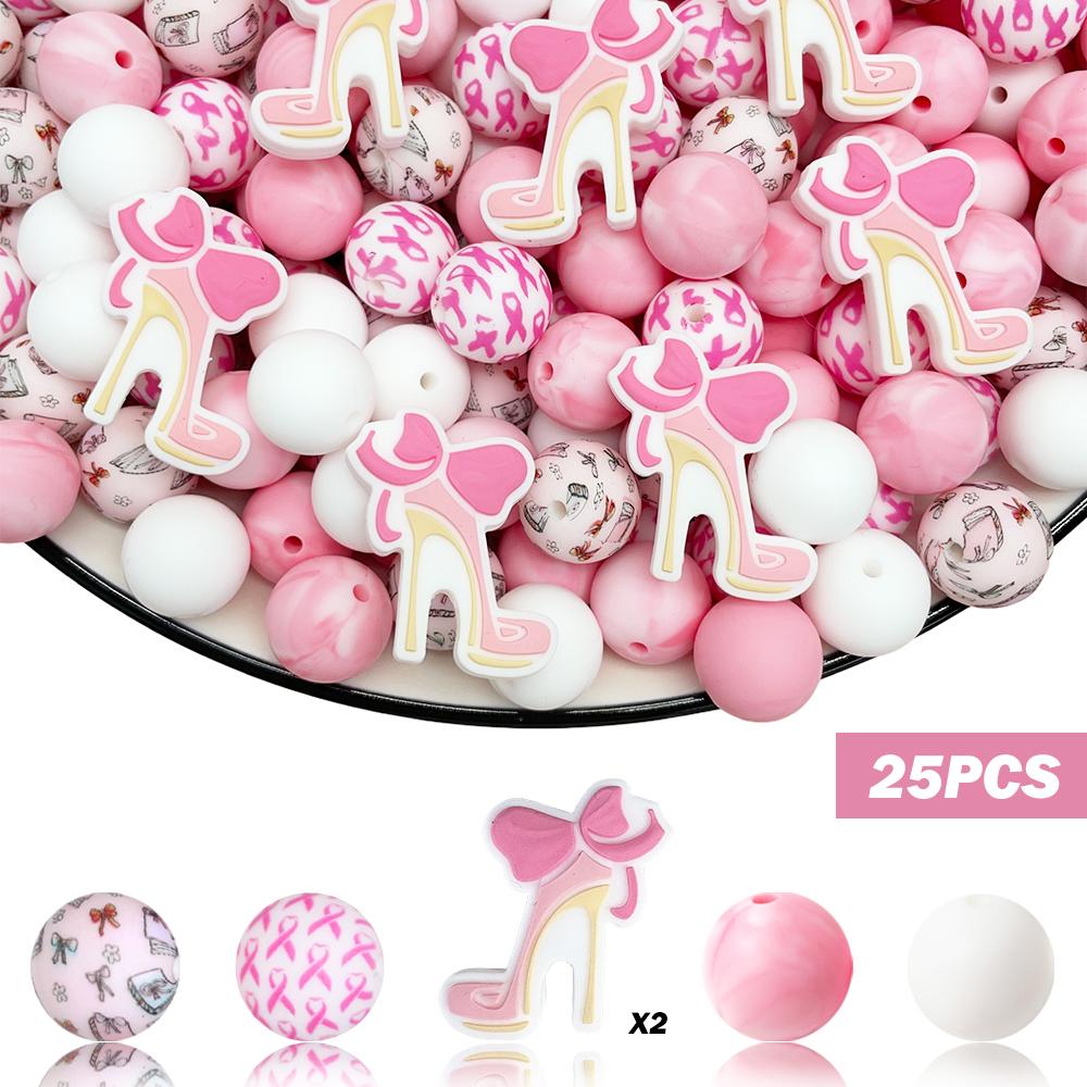

25/32/47PCS cosmetics series silicone bead set, perfect for DIY handmade crafts such as keychains, necklaces, bracelets, etc