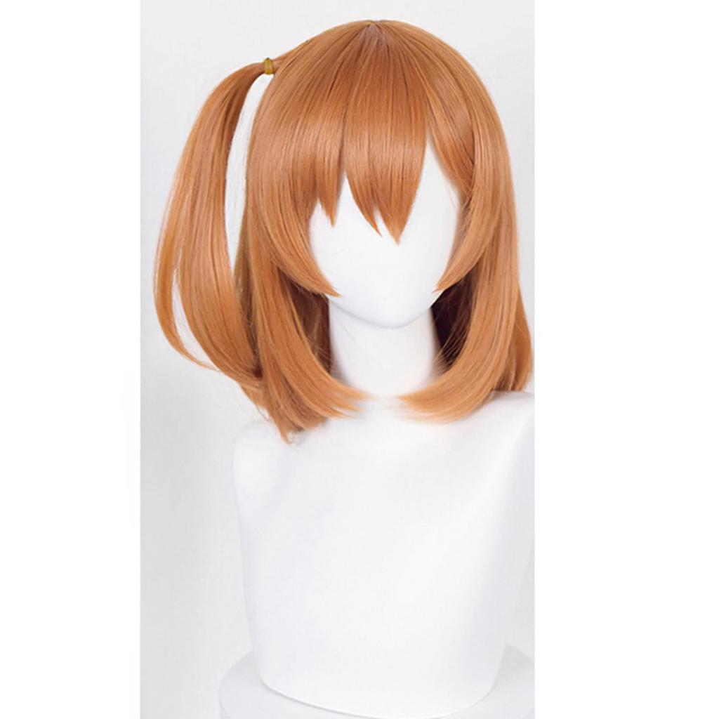 [Laubao Shopping] Honoka Kousaka Cosplay Wig, Orange Ponytail, Mesh, Heat Resistant, for Disguise, Costume Accessory, Party, Halloween, Fancy Dress, S