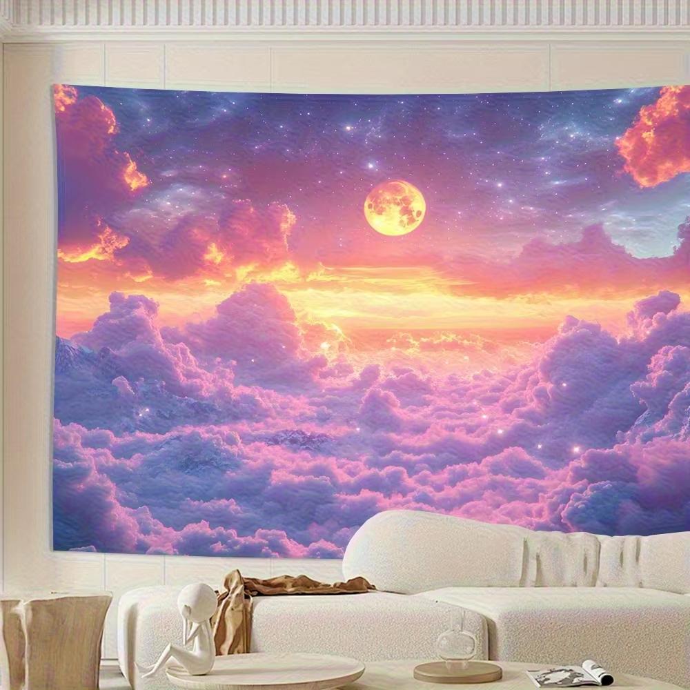 VIKAMA Dream Starry Sky Gradient Tapestry Pink Purple Orange Yellow Galaxy Stars Bedroom Bedside Living Room Decoration