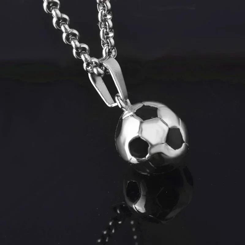 Football Necklace Men's Titanium Steel Non Fading Creative Sports Style European and American Stainless Steel Jewelry Pendant