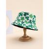Fisherman's hat Children wear double-sided printing, simple, fresh, green, fashionable and versatile to show the face, young students, sunshade basi