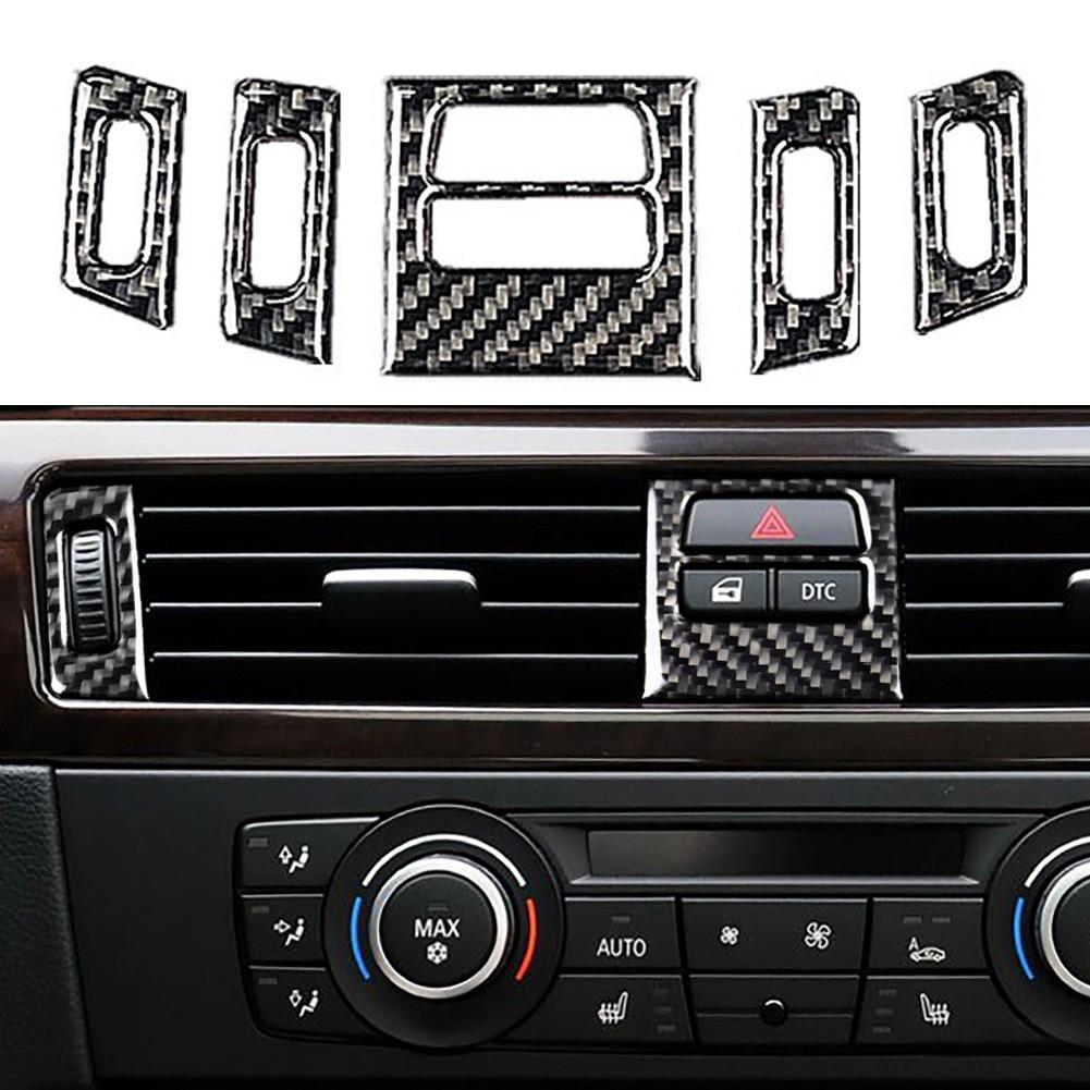 Carbon Fiber Car Air Vent Outlet Trims for BMW E90 E92 E93 2005 2012 Set of 5