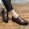 Men Black Dress Loafers Formal Leather Brown Business Shoes Tuxedo Wedding Blazers Saddle Shoes Plus Size