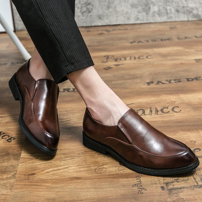 Men Black Dress Loafers Formal Leather Brown Business Shoes Tuxedo Wedding Blazers Saddle Shoes Plus Size