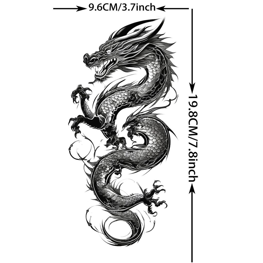 1 Sheet Fashion Dragon Temporary Tattoos For Men Adults Women Forearm Arm Leg Waist Tattoo Sleeve Sticker Disposable Decoration