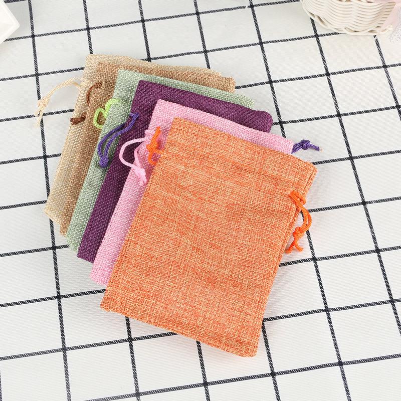 10 Pièces 10X14Cm Sac Cadeau Jute Fait Main Sac Naturel Coton Lin Sac d'Emballage Cadeau Sac de Rangement Bijoux