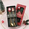 Cute Christmas Spoon Set Coffee Stirring Spoon Dessert Fork Creative Holiday Gift Box Tableware