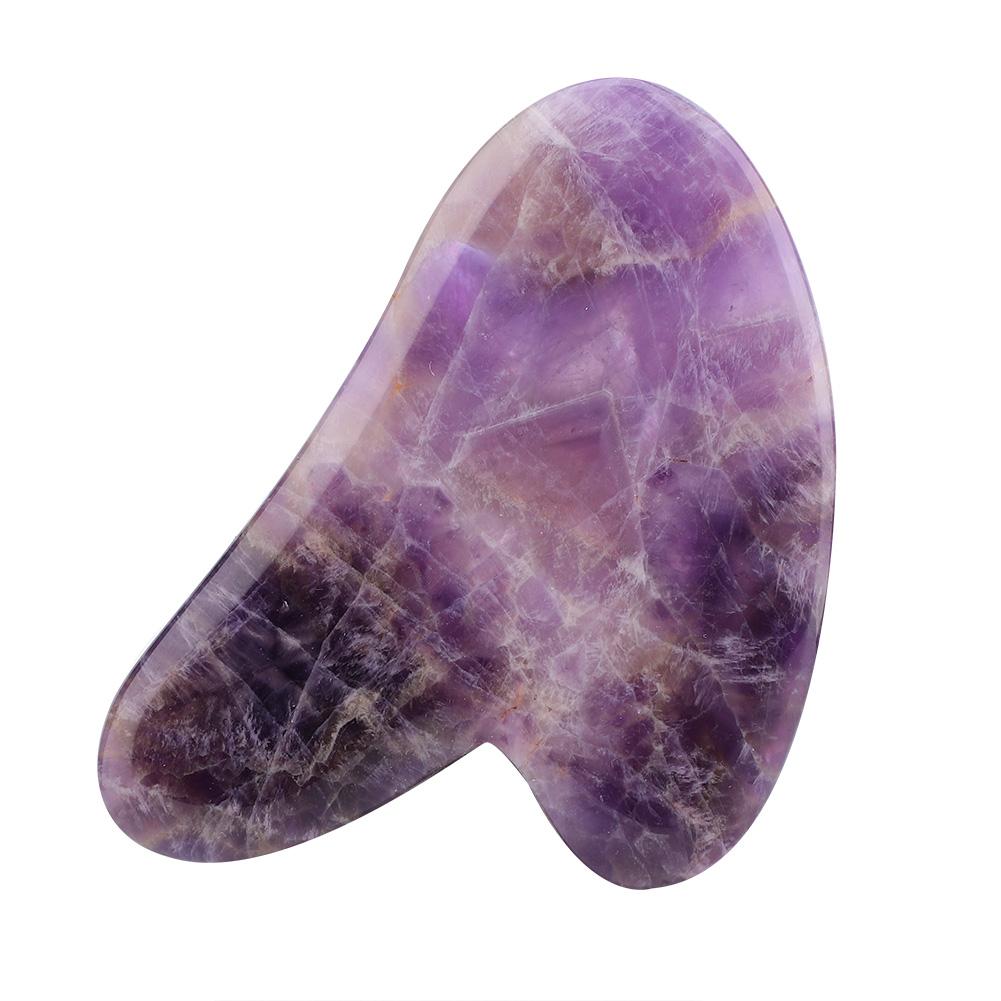 Natural Amethyst Double Head Jade Stone Roller & Guasha Scrapping Plate Face Massage Tool Kit