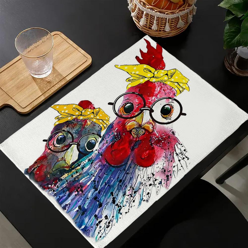 

4 шт. Причудливые милые куриные салфетки под тарелки, нескользящие зимние коврики для стола, для вечеринки на улице и в помещении, декор для кухни и столовой 30x45cm-4PC
