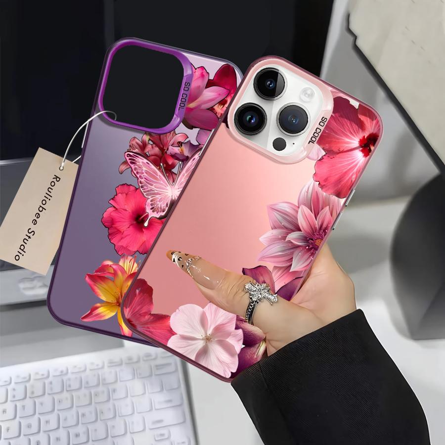 Back Phone Cover Case for iPhone 17 Pro Max 11 14 12 15 Plus XR 16 Air XS 13 Pro Cartoon Flower Art