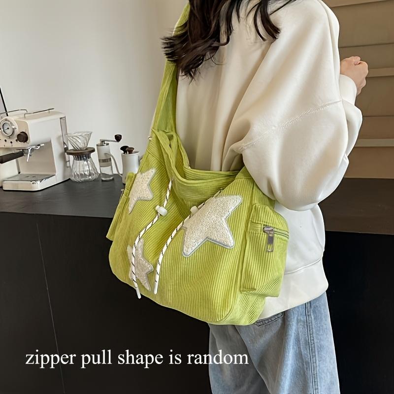 Color-Blocking Cord Schultertasche für Damen, Trendy und Vielseitig, Einfach und Modisch, Große Kapazität Canvas Tasche