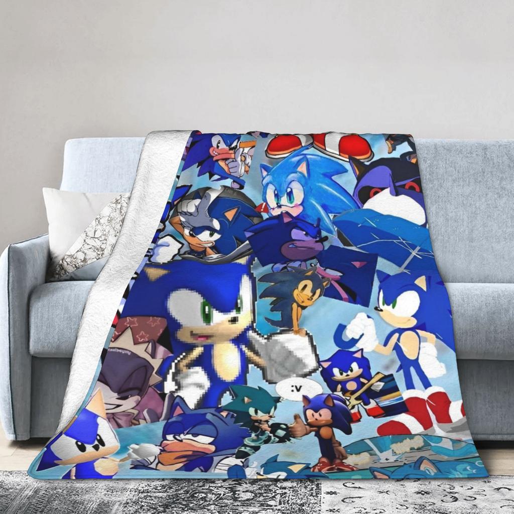 Shadow Game Knitted Blankets Soniced Cartoon Plush Throw Blankets Bed Sofa Personalised Soft Warm Bedspread