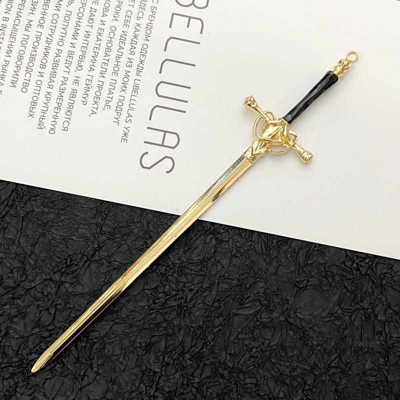 New Antique Metal Sword Hairpin Women's Fashion Chinese Simple and Creative Pan Hairpin Jewelry Temperament Headwear Accessories