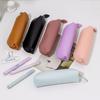 Mini Pencil Case Bag Fashion Makeup Bag Eyebrow Brush Storage Bag Premium Faux Leather Zipper Pencil Bags Simple Stationery Box