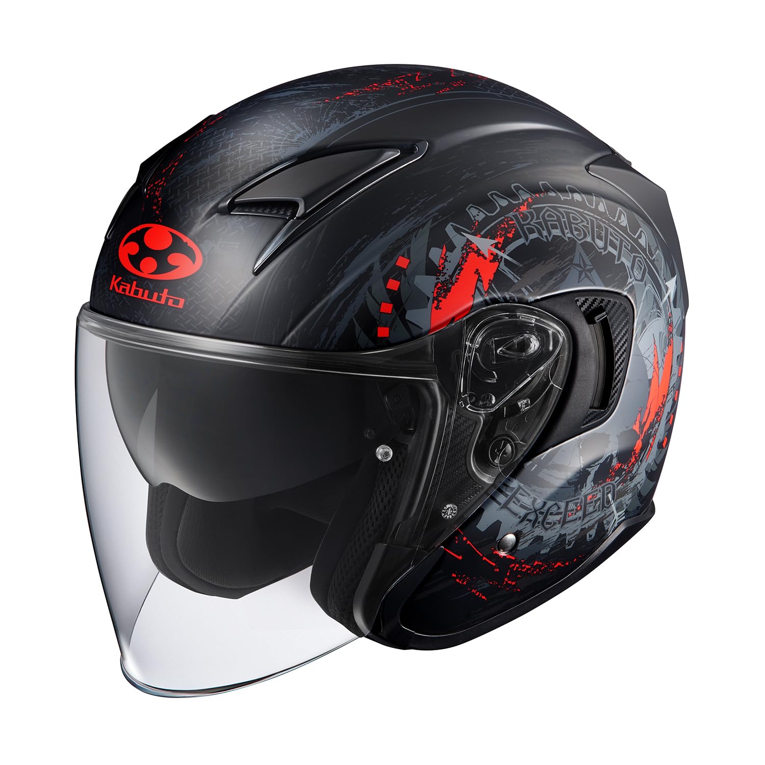 

Мотоциклетний шолом OGK KABUTO Jet EXCEED DARKNESS Flat Black Red (Розмір XS)