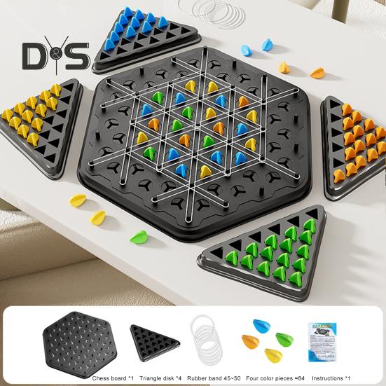 1 sada trojúhelníkové šachy desková hra pro 2 až 4 hráče geometrie učení zaměření logika školení výuková gumička trojúhelníková hrací deska strategická hra