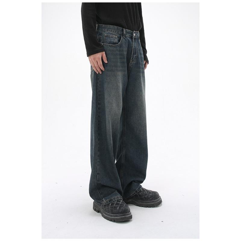 Versatile Long Trousers Washed and Old Denim Blue Loose Straight Casual Pants Straight Loose Jeans for Men Fashionable and Comfortable Pants