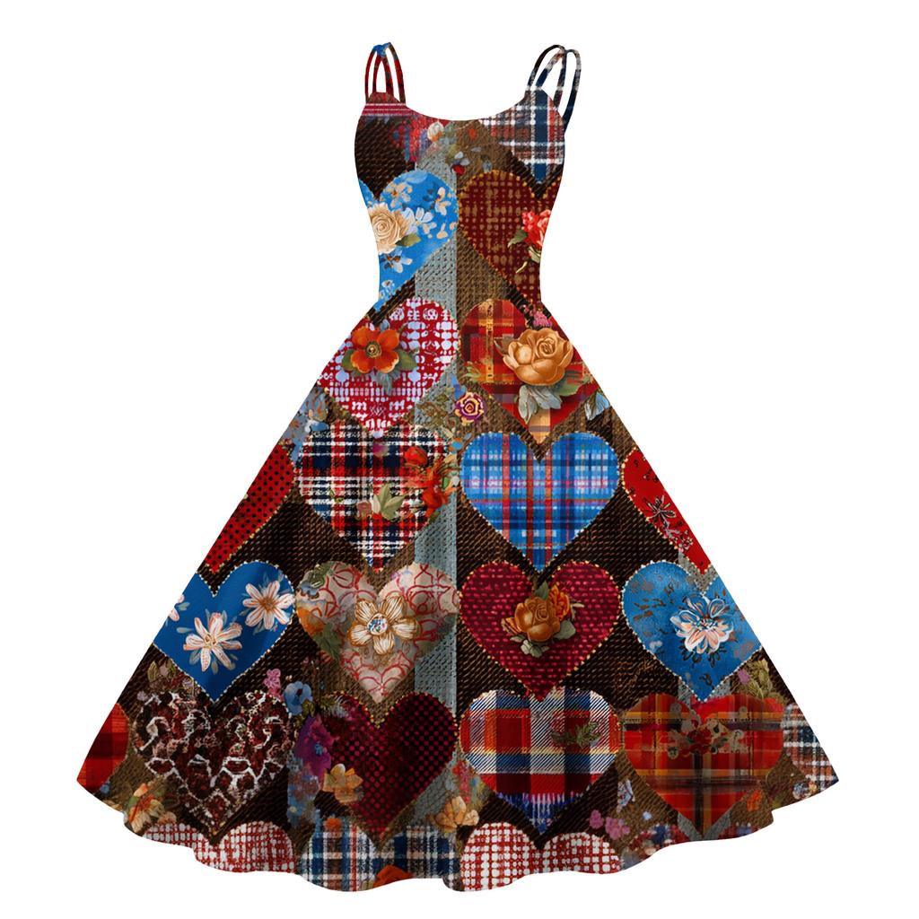 Women's  Print Sexy Off-The-Shoulder Punk Vintage Dress
