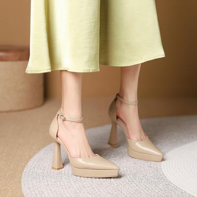 899-2 Sweet Hollow Pointed Stiletto Sandals New French Temperament Buckle High Heels Fashion Women's Shoes