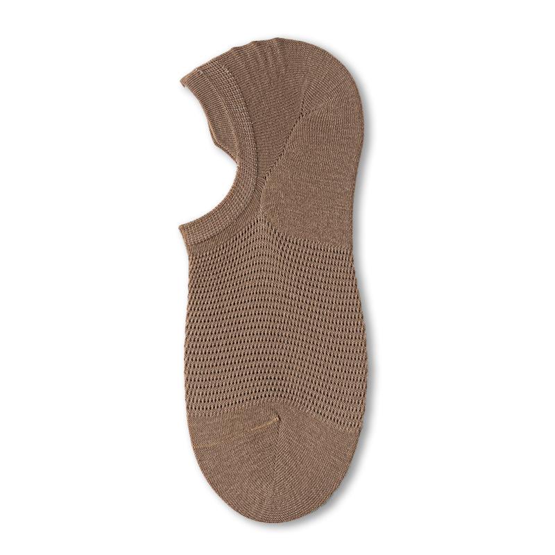 

Мужские летние сетчатые дышащие 10A антибактериальные невидимые с мелким вырезом не сползающие носки-следки 1 pair кофейный