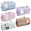 Korean Animal Pencil Bag 3-layer Stationery Storage Bag Creative Fun Press Pen Bag  School Office
