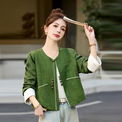Jacket Women's Short Spring and Autumn New Single-breasted Beautiful Green Top