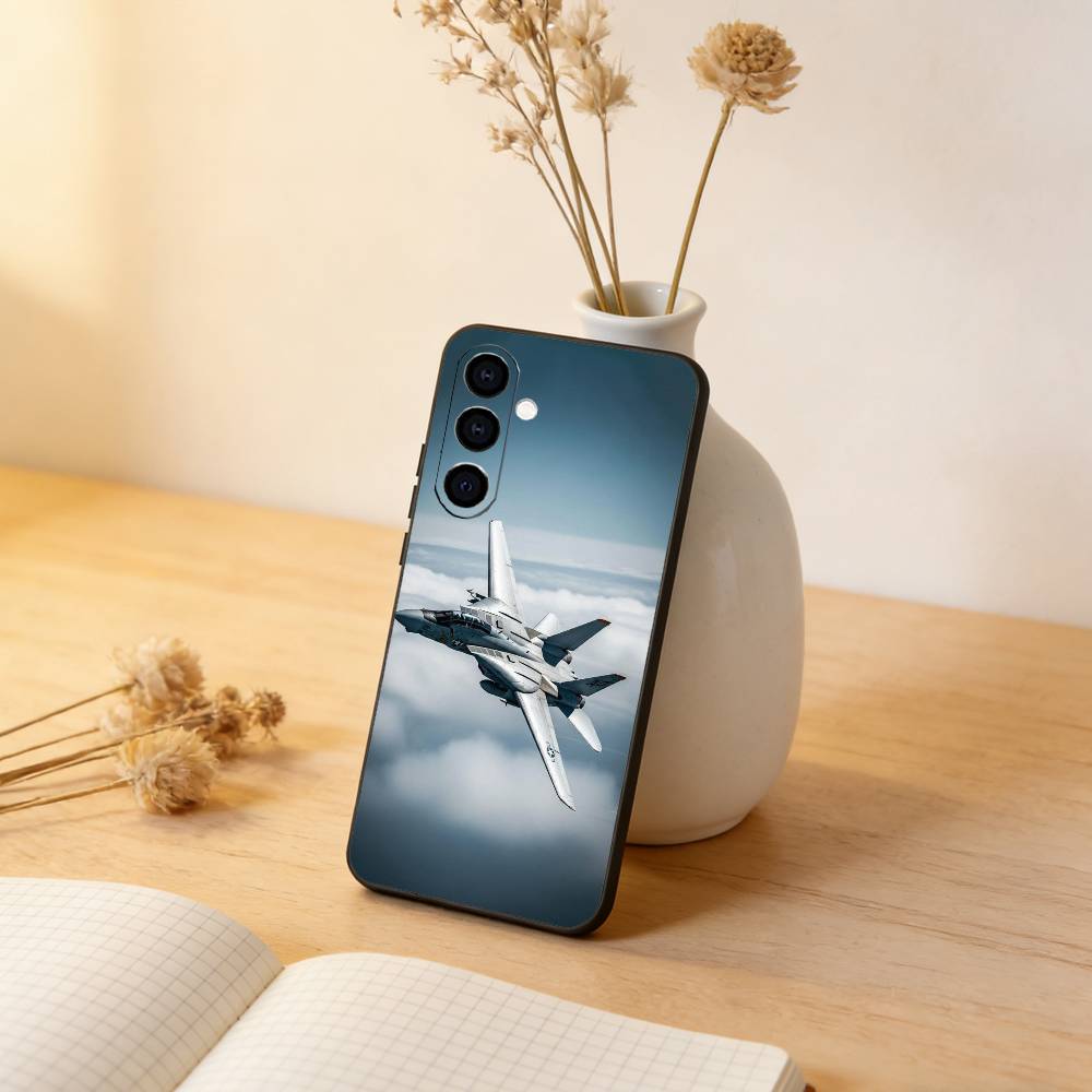 

Cool Aircraft Phone Case Black Silicone Soft For Samsung Galaxy A73,A72,A71,A70,A53,A52,A51 Samsung a42 5g