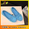 One-pedal Blue Ballet Flat Shoes Women's 2025 New Satin Gentle Bow Round Head Flat Shoes