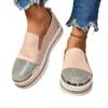 Large Size Casual Single Shoes Women's Spring and Autumn New Thick-soled Flat-bottomed Rhinestone Fashion Women's Shoes