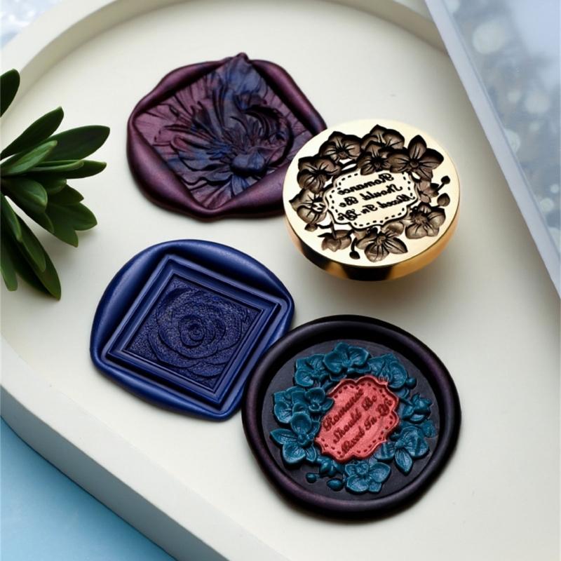 Flower Embossed Wax Seal Stamp Head for Wedding Invitation Envelope, Flower Textured Wax Seal Stamp Head