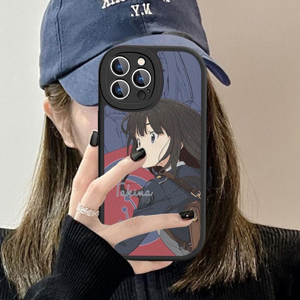 Anime Lycoris R-Recoil Phone Case Hard Leather For iPhone 14 13 12 Mini 11 14 Pro Max Xs X Xr 7 8 Plus Fundas