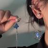 New Blue Crystal Butterfly Long Tassel Earrings for Women Fashionable Individuality Daily Accessory Party Jewelry Birthday Gifts