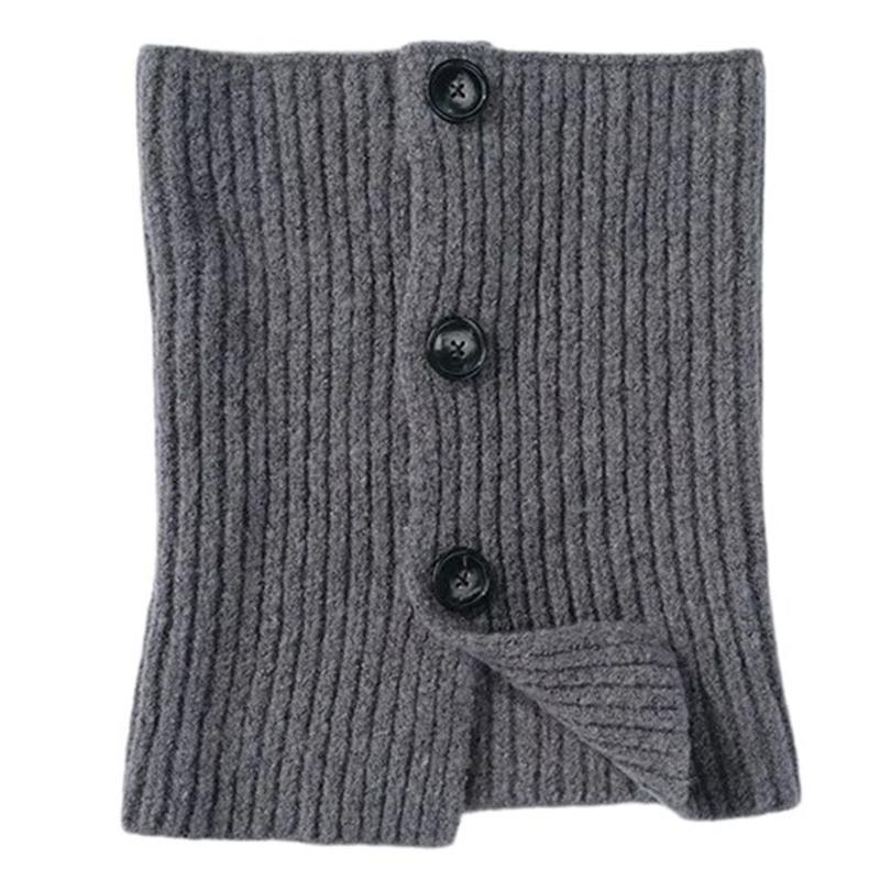 

Теплый вязаный шарф из пряжи с застежкой на пуговицы, модный шейный платок, уличный шейный платок, аксессуар для зимнего тепла серый