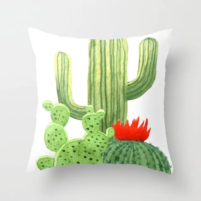 Nordic Style Tropical Plant Cactus Pattern Cushion Cover Sofa Car Office Pillowcase Home Decor