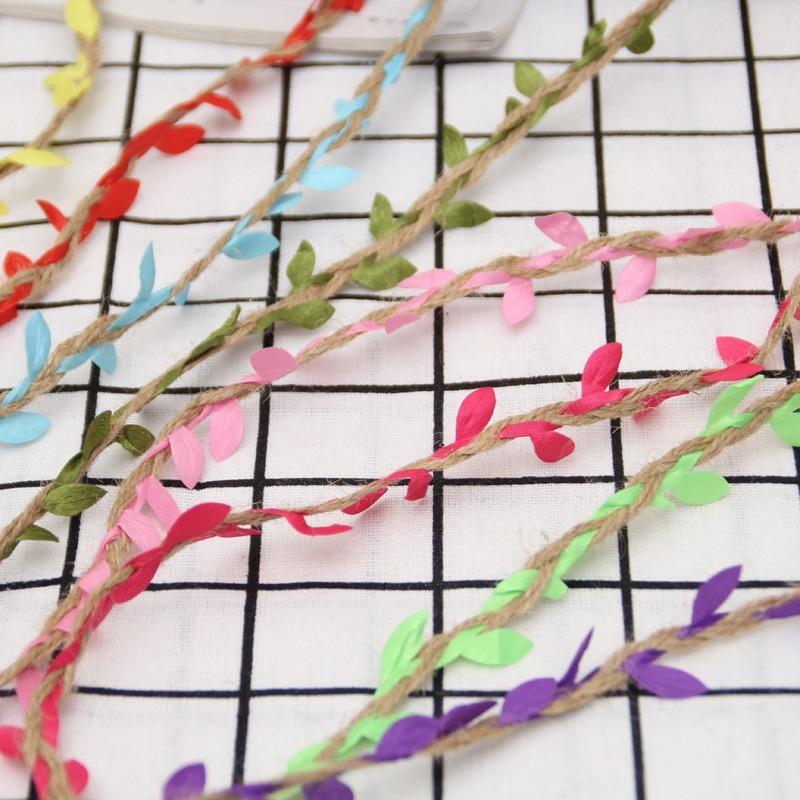 10M Simulation Green Leaves Weaving Hemp Rope DIY Wedding Birthday Wedding Decoration Rattan Gift Bouquet Packaging Rope