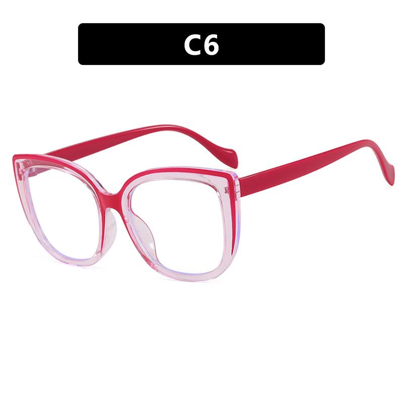 European and American color matching square large frame cat eye anti-blue light glasses frame plain retro glasses frame Internet celebrity fashion