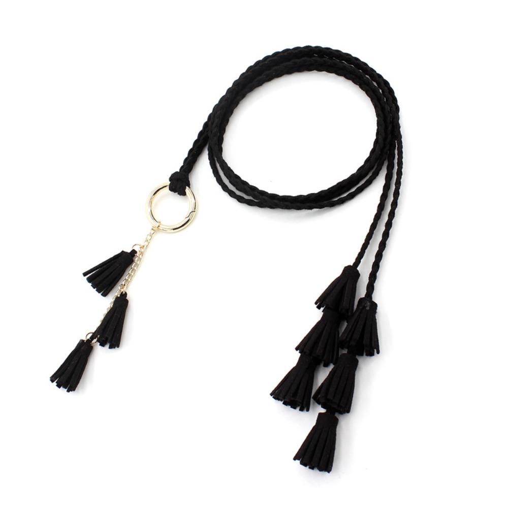 Braided Design Braided Tassel Belt Tassel Detail Dress Waistband Fashion Knit Belt Waist Accessory