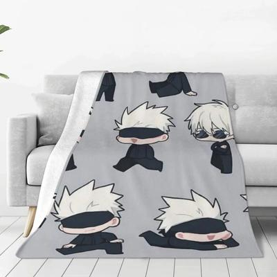 Gojo anime flanelová deka kvalitní hřejivá měkká legrační kreslená přehozená deka zimní pikniková pohovka nová přehoz na postel