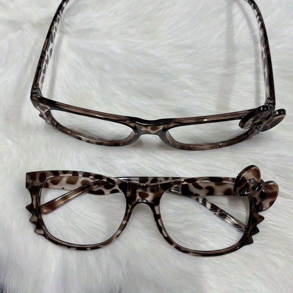 1 Stück Leopardenmuster Randlose Faux-Schildpatt Runde Brille, Ohne Gläser, Niedlich für No-Makeup-Look, Retro & Modisch