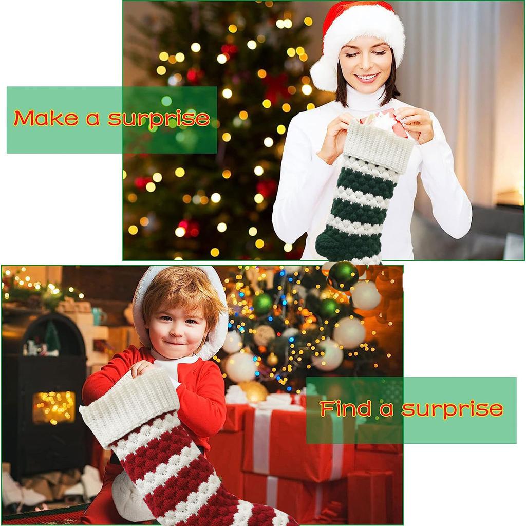 Christmas Stockings Gift Bag 18 Inches Large Size Cable Knitted Stocking for New Year Holiday Christmas Party Decoration