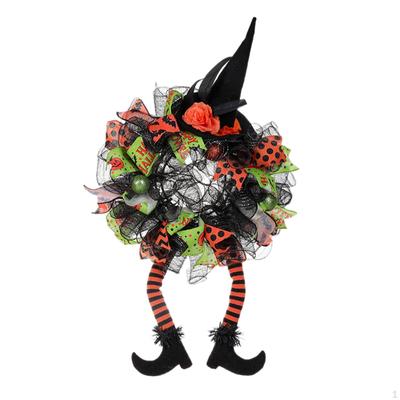Girlande Halloween Kranz für Haustür Horror Zwei Lange Beine Schleife Künstlich